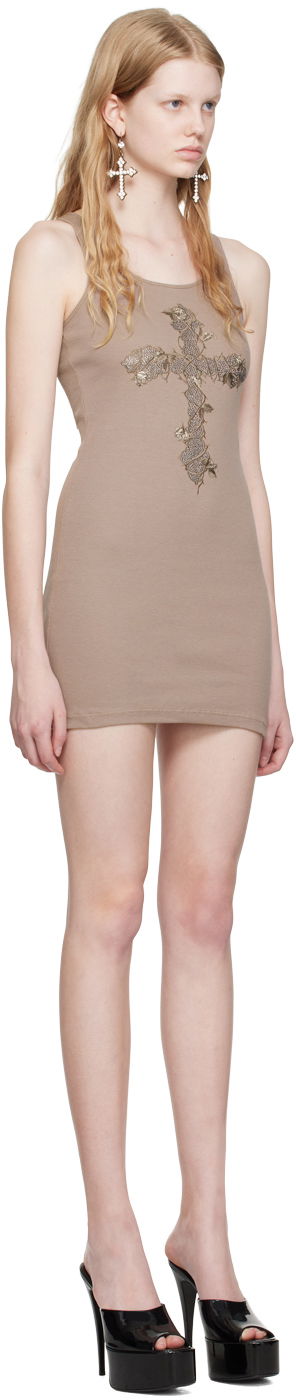 Šaty Blumarine Embroidered Mini Dress Hnedá | P344A034A, 1