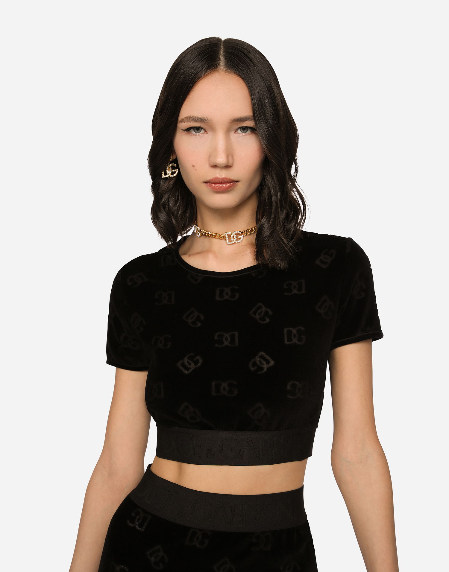 Crop Top Dolce & Gabbana T-shirt M/corta Giro Čierna | F8S63TFJ7DLN0000, 1