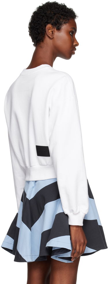 Mikina We11done Cropped Graphic Sweatshirt Biela | WD-TS3-22-860-W-WH, 2