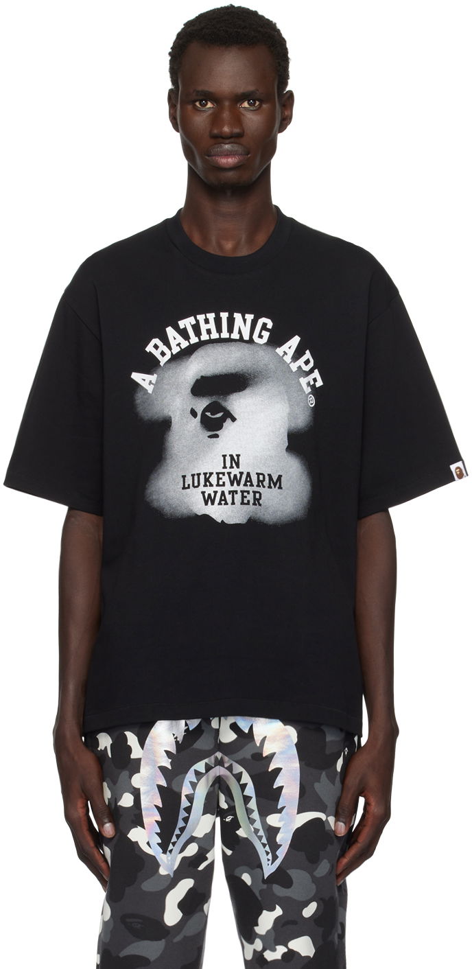 Tričko BAPE Water Print College Logo Relaxed Fit T-shirt Čierna | 001TEK801302M, 0