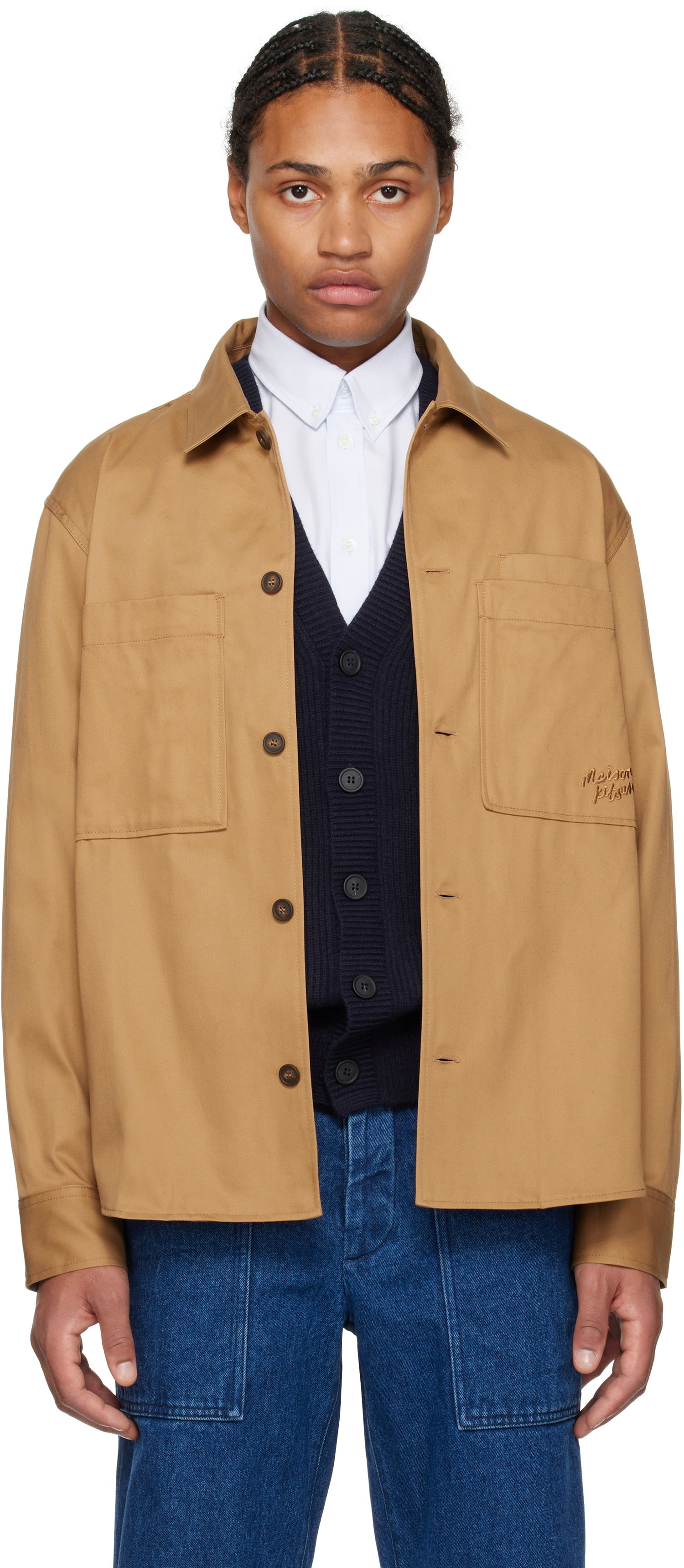 Košeľa MAISON KITSUNÉ Cotton Gabardine Overshirt Hnedá | MM00401WW0078, 0