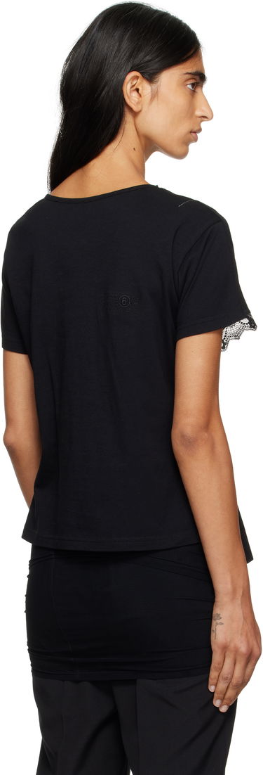 Tričko Maison Margiela MM6 Maison Margiela Jersey & Lace Peplum T-Shirt Čierna | S52NC0353 M20048, 2