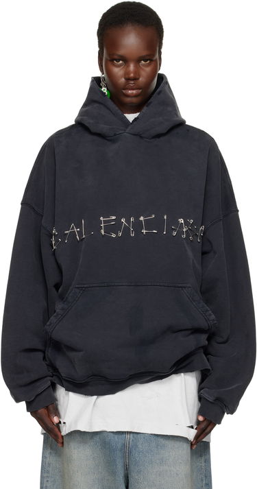 Mikina Balenciaga Safety Pin Logo Black Hoodie Čierna | 803265 TRVK3, 0