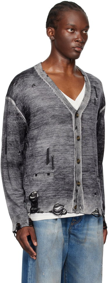 Sveter R13 R13 Reverse Print Boyfriend Cardigan Šedá | R13MY200-Y158B, 1