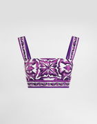 Dolce & Gabbana Majolica Print Poplin Crop Top