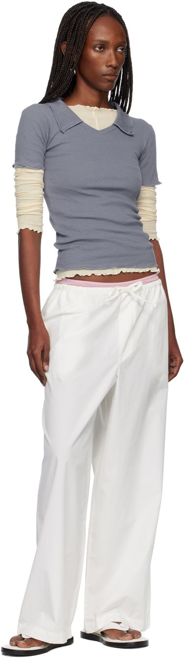 Polo tričko Baserange Ribbed Collared V-Neck Short-Sleeve Iso Polo Modrá | TTIT-RD-WI25, 3