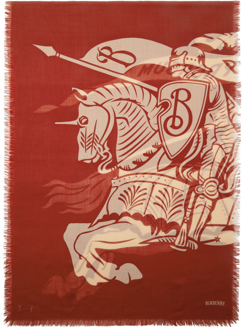 Šál Burberry Wool Scarf with Equestrian Knight Graphic Červená | 8102866