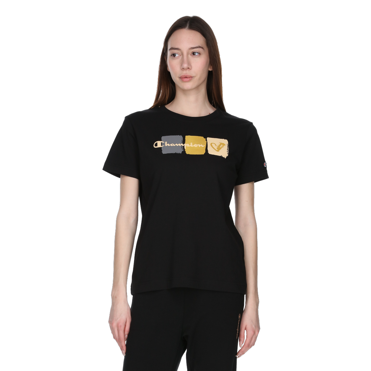 Tričko Champion Crewneck T-Shirt with colorful block graphic Čierna | 118296-KK001, 0