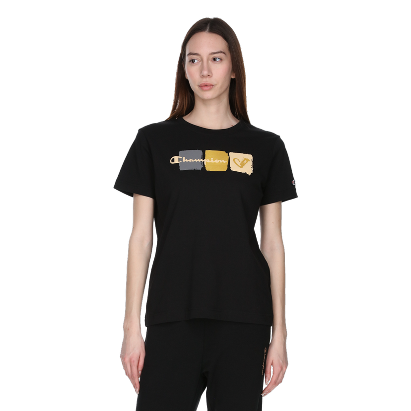 Tričko Champion Crewneck T-Shirt with colorful block graphic Čierna | 118296-KK001