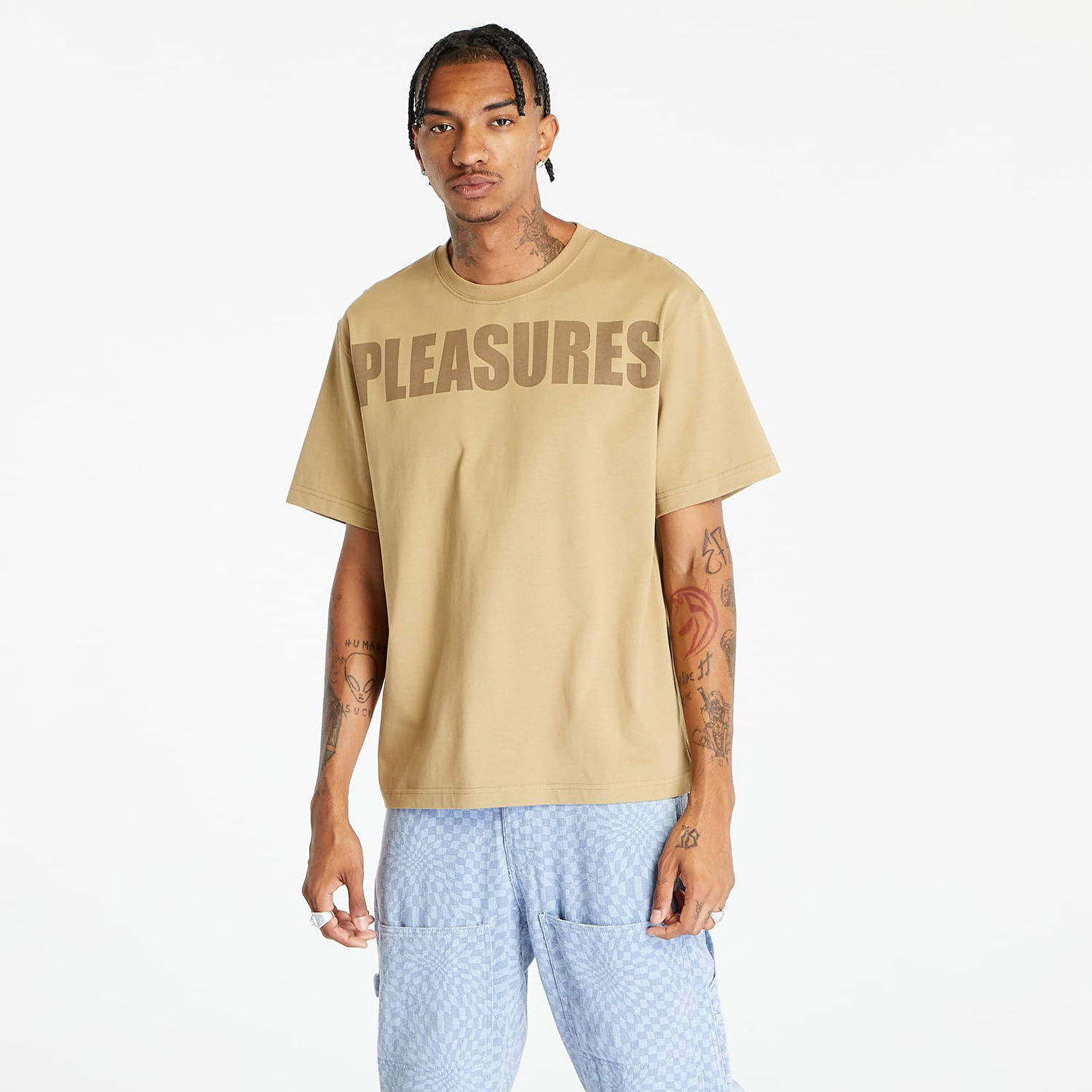 Tričko Pleasures Expand Heavyweight Short Sleeve Tee Brown Hnedá | P23F032 BROWN, 0