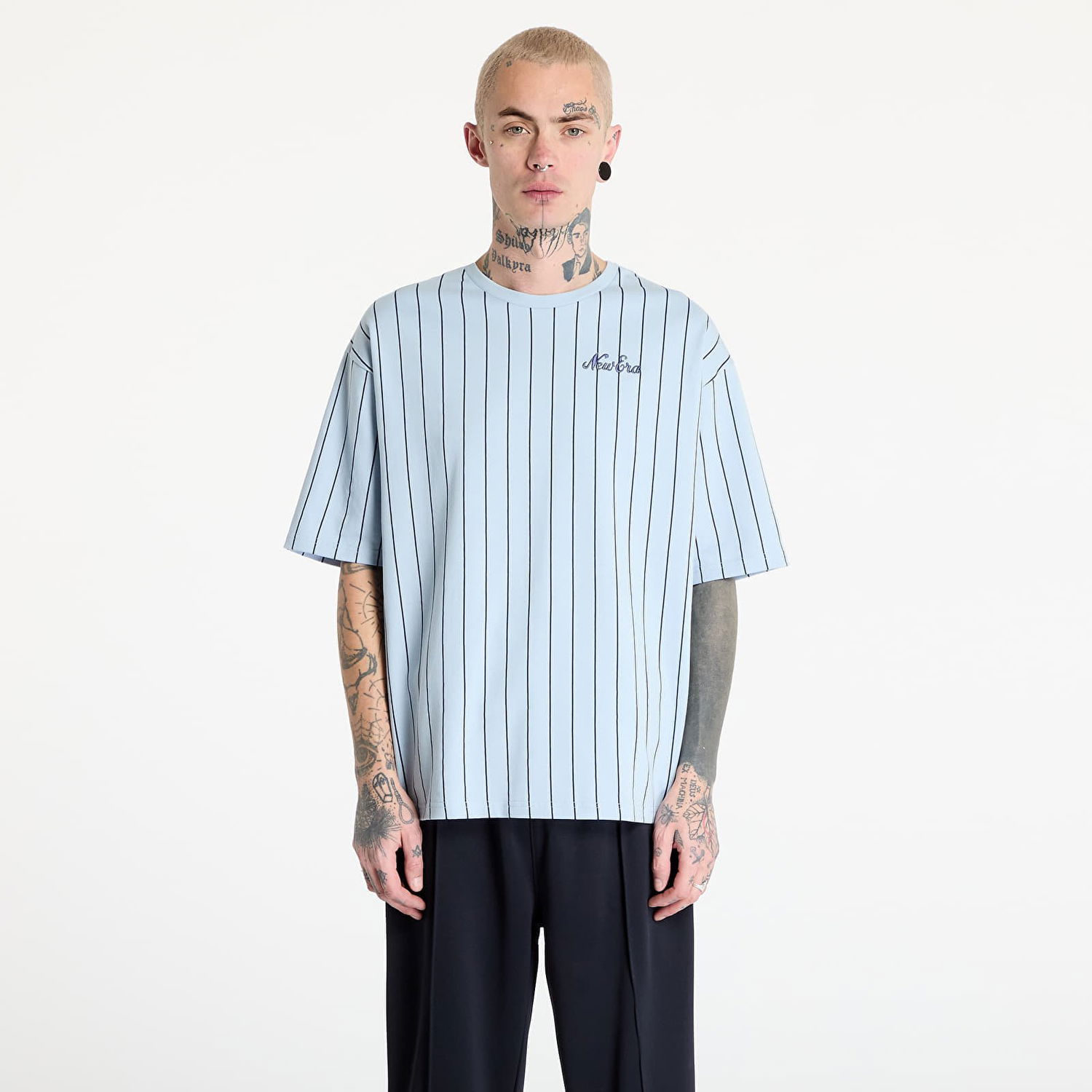 Tričko New Era New Era Pinstripe Oversized T-Shirt Modrá | 60596613, 0