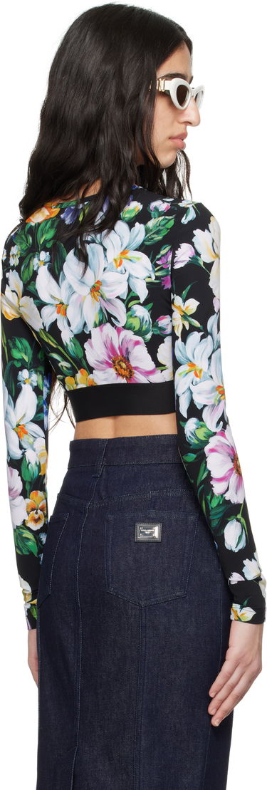 Crop Top Dolce & Gabbana Dolce&Gabbana Floral Print Activewear Crop Top Čierna | F8N51T FSG8L, 2
