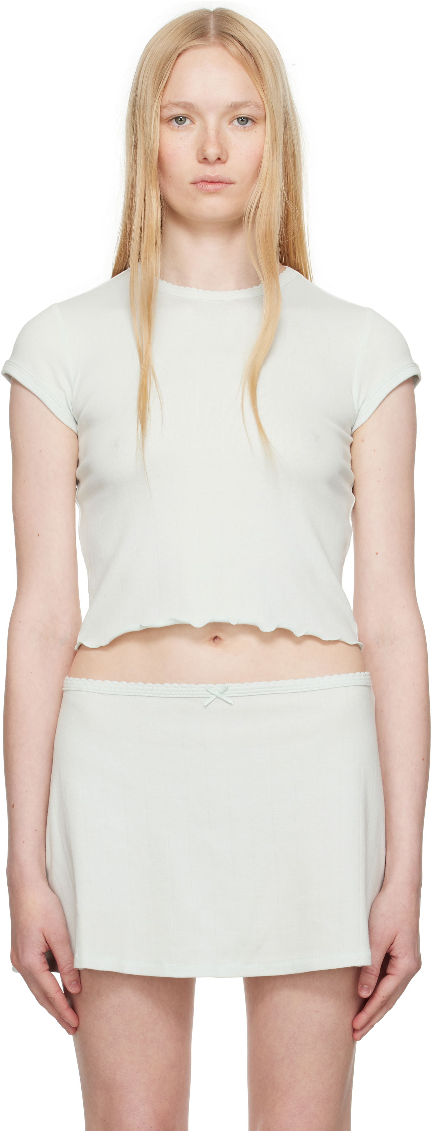 Sukňa SKIMS SKIMS Drop Needle Pointelle Baby Tee Zelené | ST-STT-8463, 0