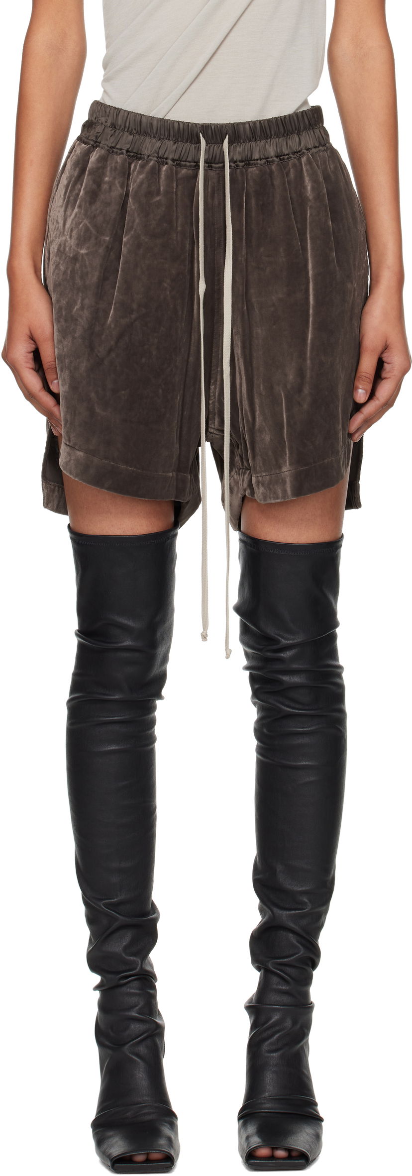 Šortky Rick Owens Rick Owens Velvet Boxer Shorts Hnedá | RP02E4380 V