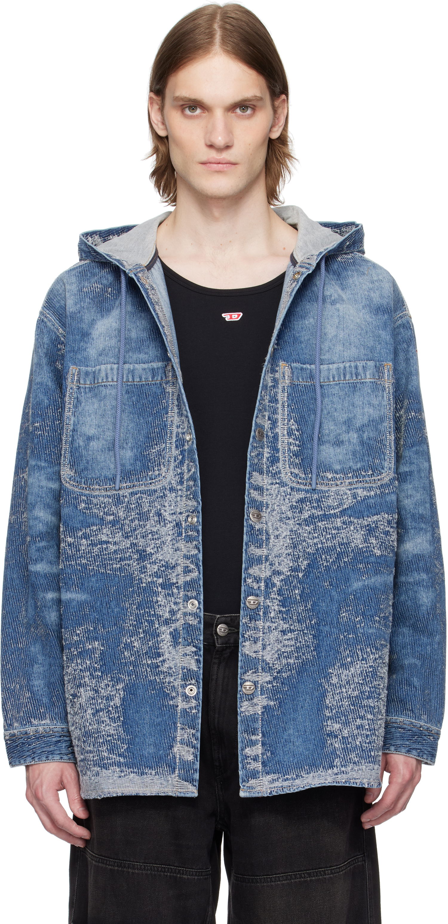Košeľa Diesel Diesel D-Dewnys-Hood-S Denim Hoodie Modrá | A16360-007W4-01, 0