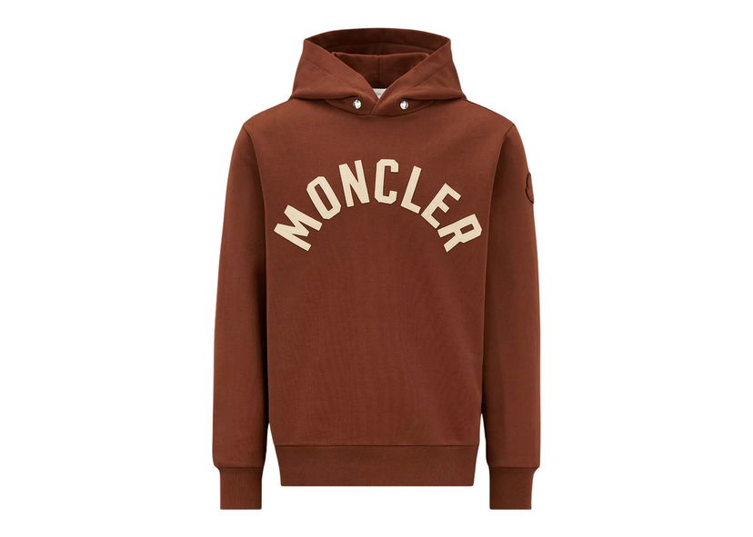 Mikina Moncler Curved Logo Cotton Hoodie Hnedá | H20918G00050809KR299