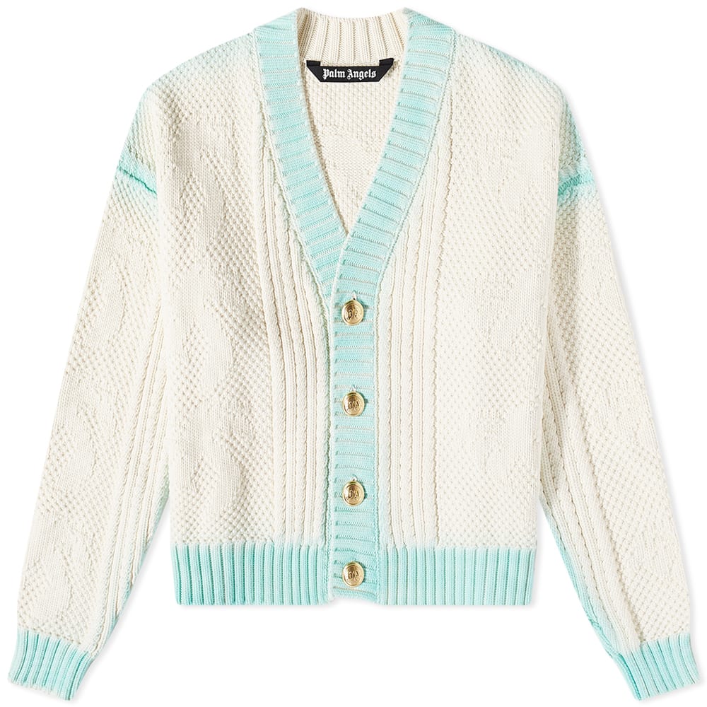 Sveter Palm Angels Sprayed Palm Cardigan Biela | PMHB014S23KNI0010340, 0
