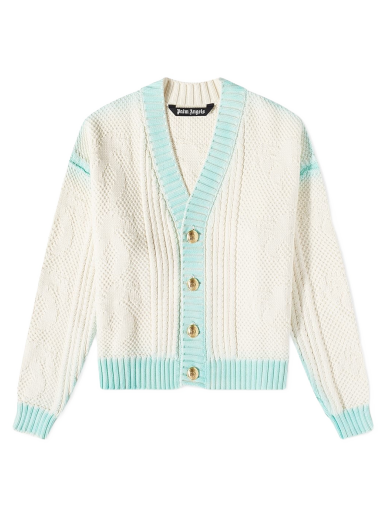 Sveter Palm Angels Sprayed Palm Cardigan Biela | PMHB014S23KNI0010340