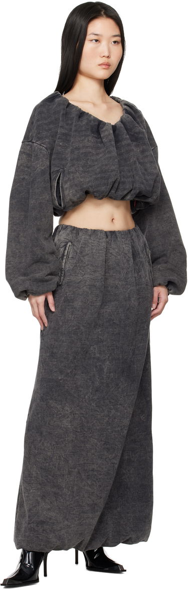 Mikina Diesel Cropped Gathered Sweatshirt Čierna | A17074 0EGBV, 3