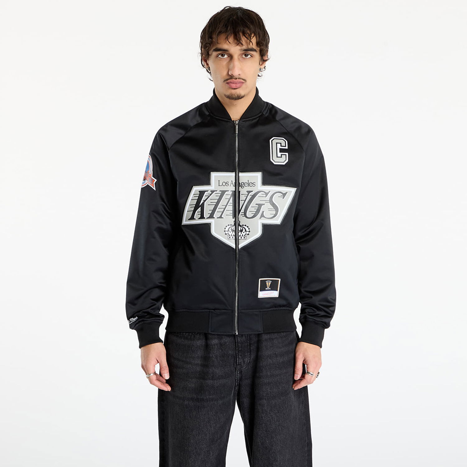 Bomber bunda Mitchell & Ness NHL Maxxed Out Satin Jacket Kings Wayne Gretzky XL Čierna | JK11279-LAKBLCK, 0