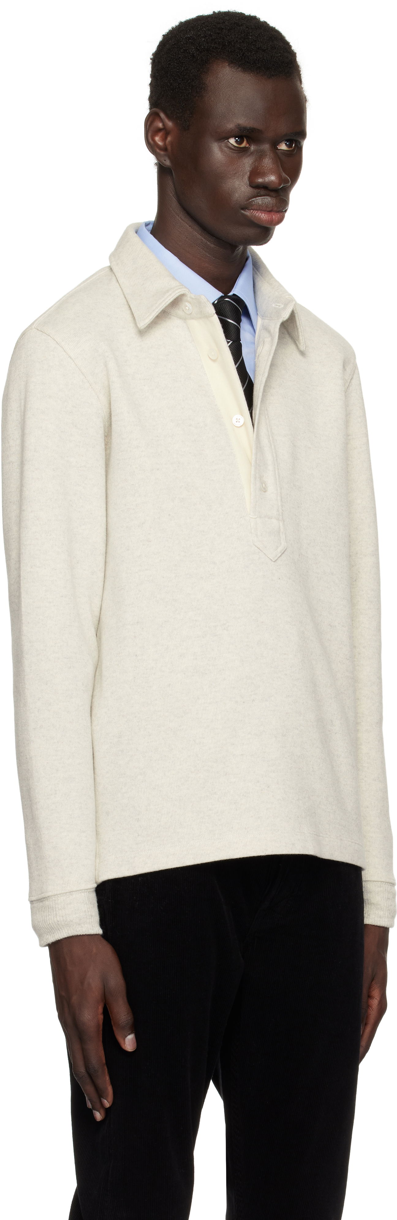Sveter Tom Ford TOM FORD Cotton Blend Rugby Polo Béžová | JPL017-JMC049S25, 1