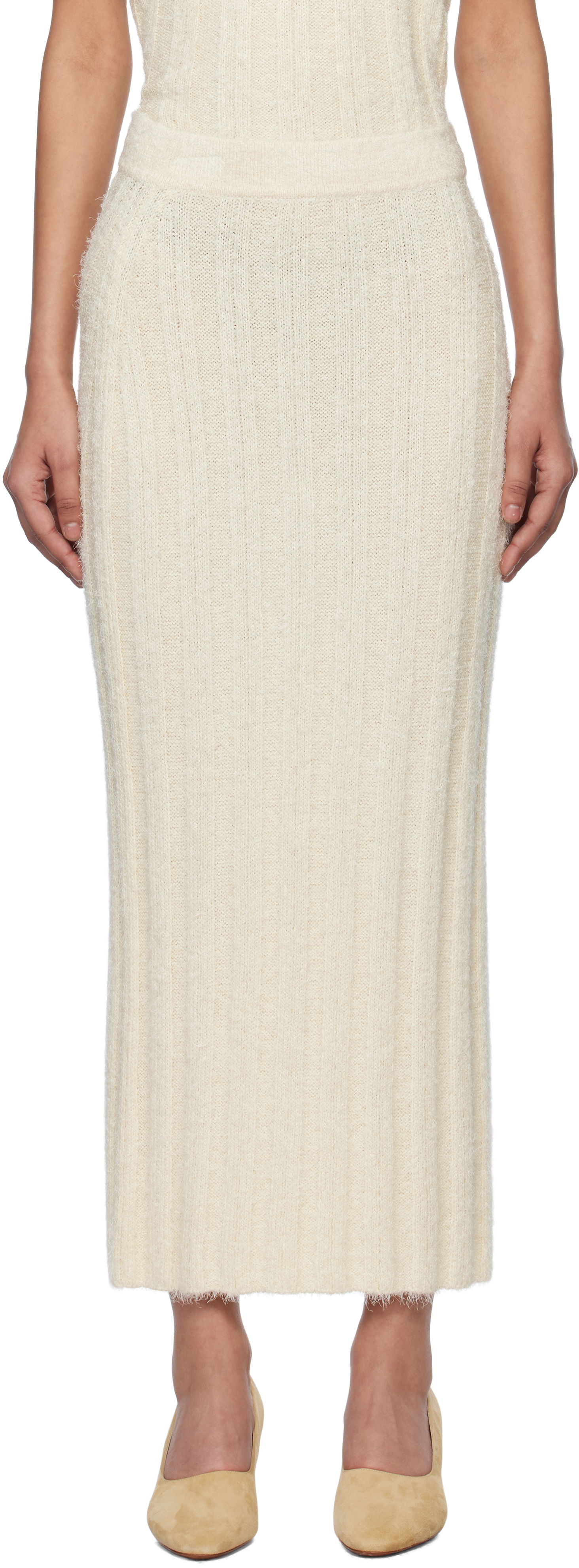 Sukňa Khaite KHAITE Claire Midi Knit Skirt Béžová | 9751309, 0