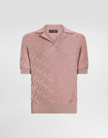 Polo tričko Dolce & Gabbana Dolce & Gabbana Silk Polo Shirt with 3D Cube Pattern and Logo Embroidery Ružová | GXZ56ZJBSLGF0052, 0