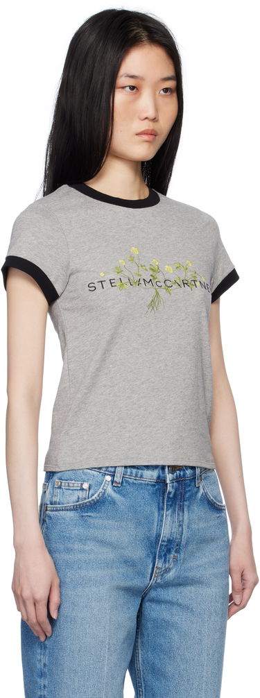 Tričko Stella McCartney Stella McCartney Floral Embroidered T-Shirt Šedá | 6J03723SPZ75, 1