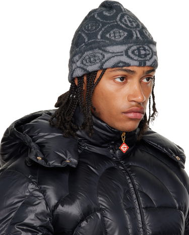 Kulicha Casablanca Casablanca Fluffy Monogram Beanie Šedá | A-AW25-HAT-096-01, 1