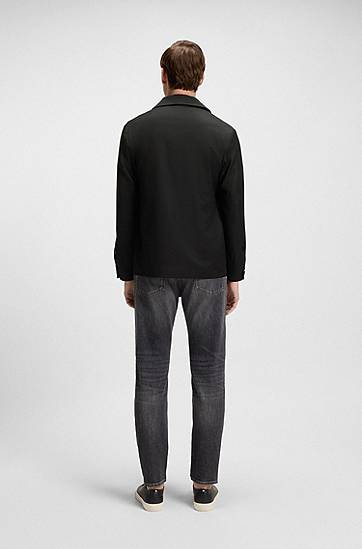 Bunda BOSS Relaxed Fit Virgin Wool Serge Overshirt Čierna | 50545907, 1