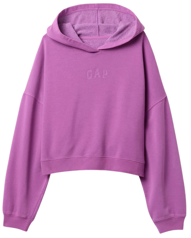 Mikina GAP Cropped Embossed Logo Hoody Fialová | 429497-08, 2