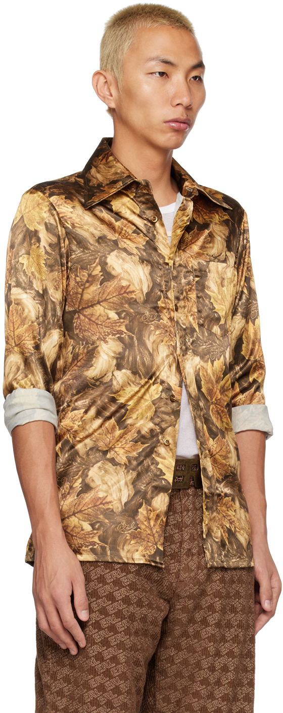 Košeľa ERL ERL Printed Satin Shirt Hnedá | ERL05B004, 1