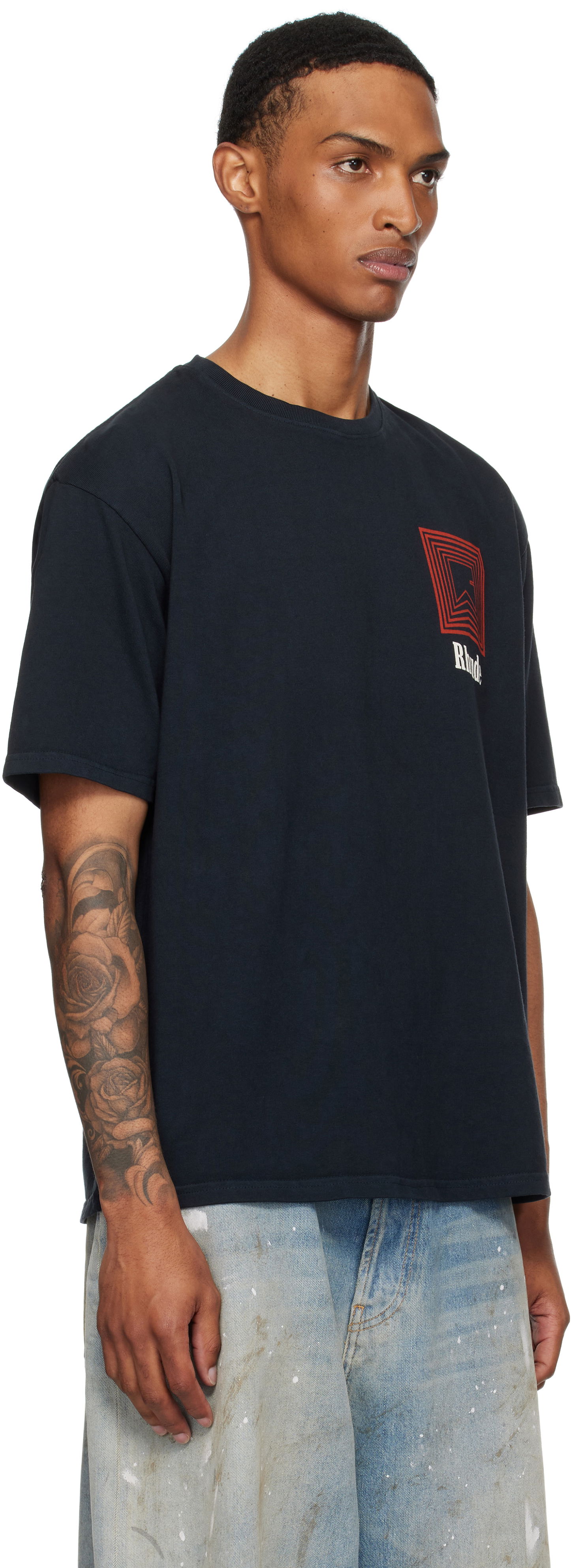 Tričko Rhude Rhude Chevron Logo Graphic Tee Čierna | RHPF25TT21012, 1