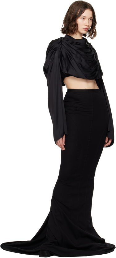 Crop Top Rick Owens Rick Owens Hollywood Claudette Draped Crop Top Čierna | RO01E7264 SCH, 3