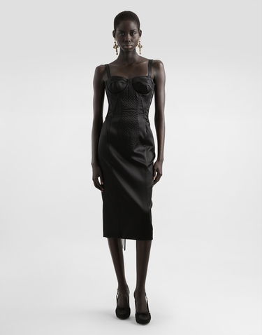 Šaty Dolce & Gabbana Dolce & Gabbana Strapless Satin Corset Dress Čierna | F6TUUTFURADN0000, 1