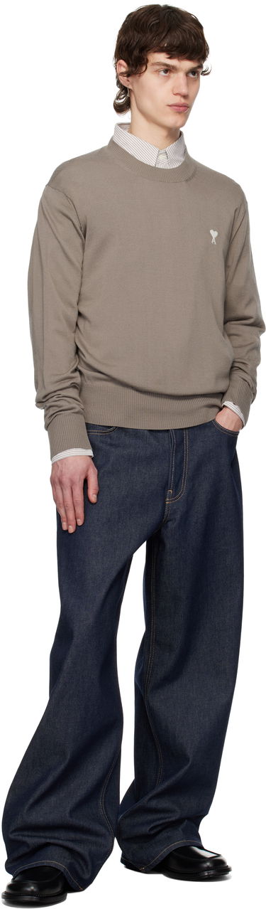 Sveter AMI AMI Paris Ami de Coeur Crew Neck Wool Sweater Hnedá | HKS121.KN0025, 3