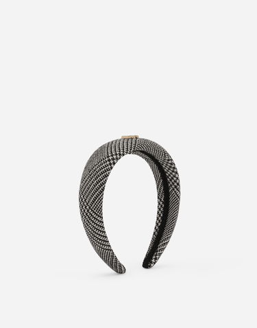 Šál Dolce & Gabbana Dolce & Gabbana Glen Plaid Wool-Blend Hairband with Logo Čierna | LB3L54FQ2N2S8100, 0