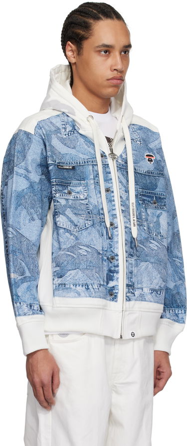 Mikina AAPE by A Bathing Ape AAPE by A Bathing Ape 'AAPE' Main Lightweight Denim Hoodie Jacket Modrá | AAPLJM7710XXNIVX, 1