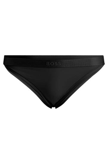 Nohavičky BOSS BOSS Cotton-Blend Briefs with Signature Logo Waistband Čierna | 50520399, 0