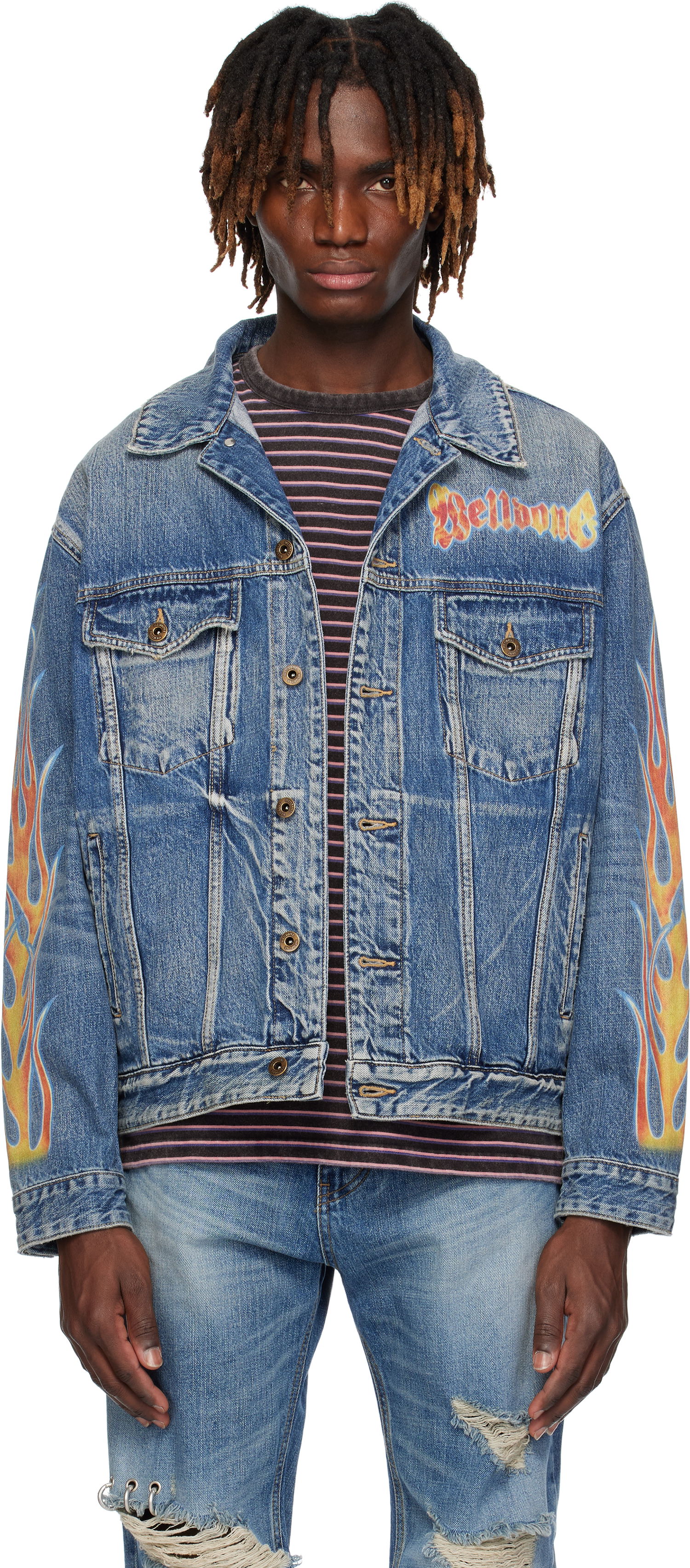 Bunda We11done We11done Blaze Logo Denim Jacket Modrá | WD-DJ0-25-318-U-BL, 0