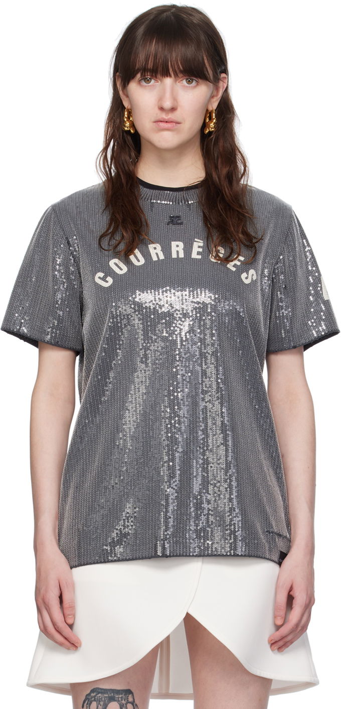 Tričko Courrèges Courrèges Sequinned T-Shirt Šedá | 124JTS008JS0136, 0