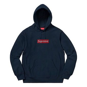 Mikina Supreme Supreme x Swarovski Box Logo Hoodie Navy | SUP-SS19-958