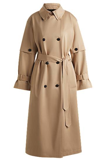 Trenčkot BOSS Double-Breasted Trench Coat Béžová | 50529938, 0