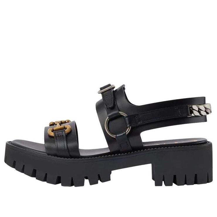 Tenisky a topánky Gucci Horsebit Chain Leather Sandals Čierna | 700051-DS8R0-1000