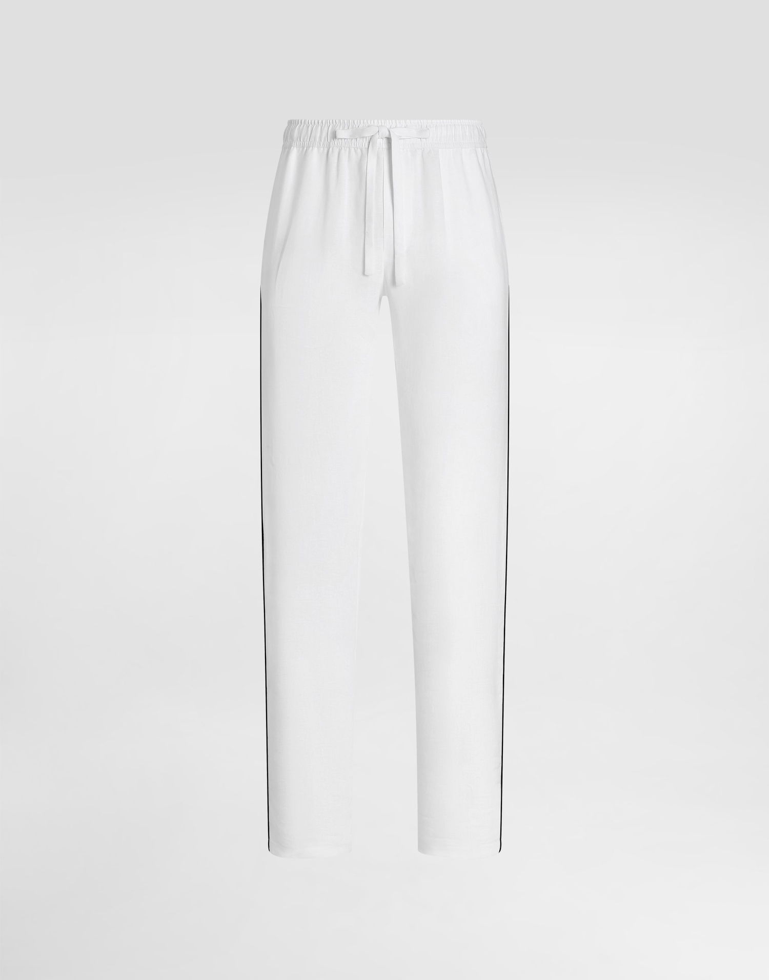 Nohavice Dolce & Gabbana Dolce & Gabbana Linen Drawstring Trousers with Side Stripes Biela | GVCRAZGJ765W0800, 0