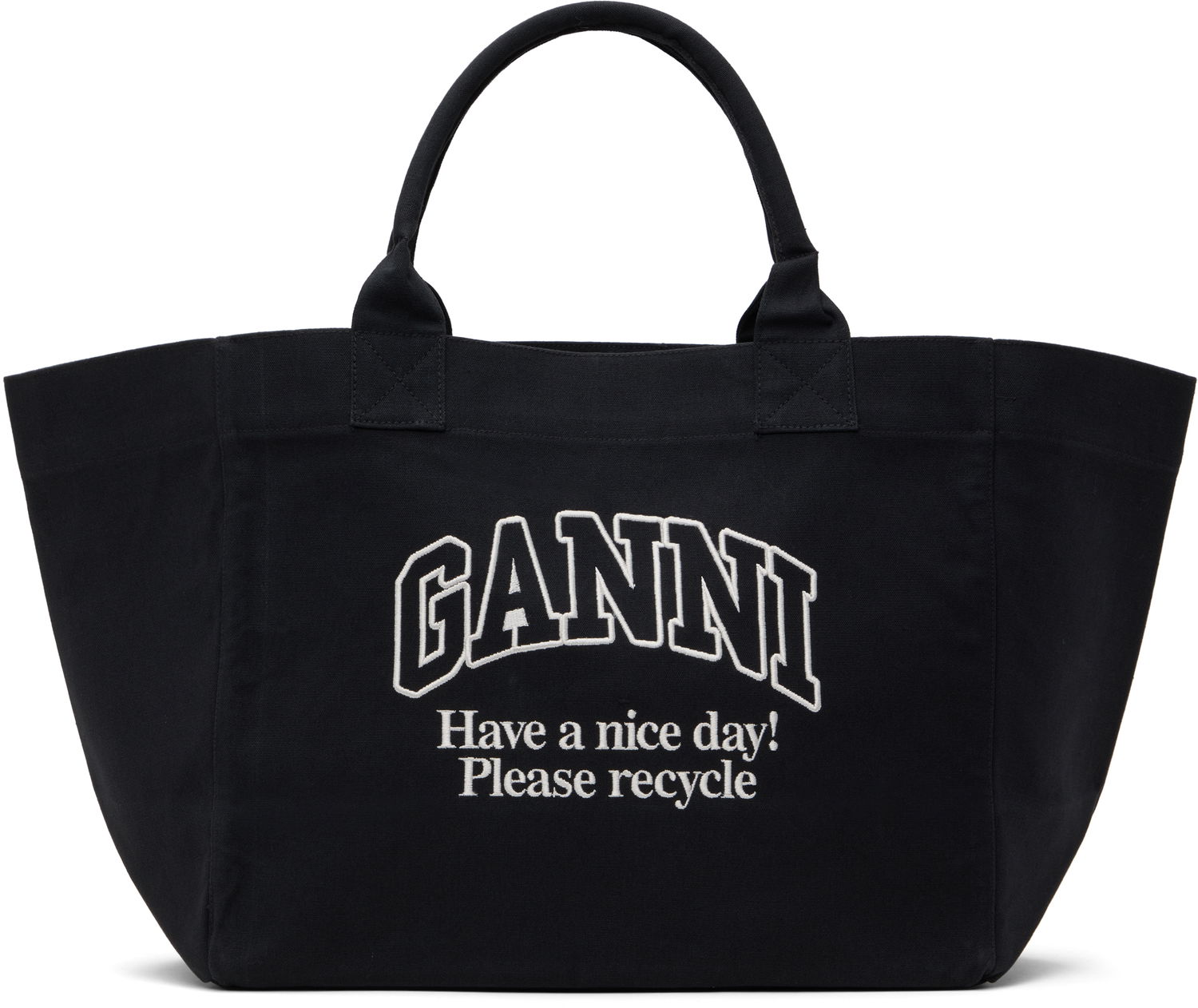 Tote bag GANNI GANNI Oversized Canvas Tote Bag Čierna | A6680, 0