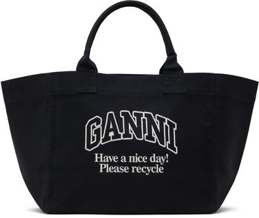 Tote bag GANNI GANNI Oversized Canvas Tote Bag Čierna | A6680, 0