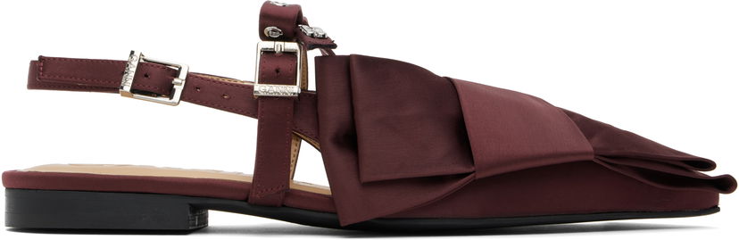 Doplnky GANNI GANNI Big Bow Slingback Flats Vínová | S2860