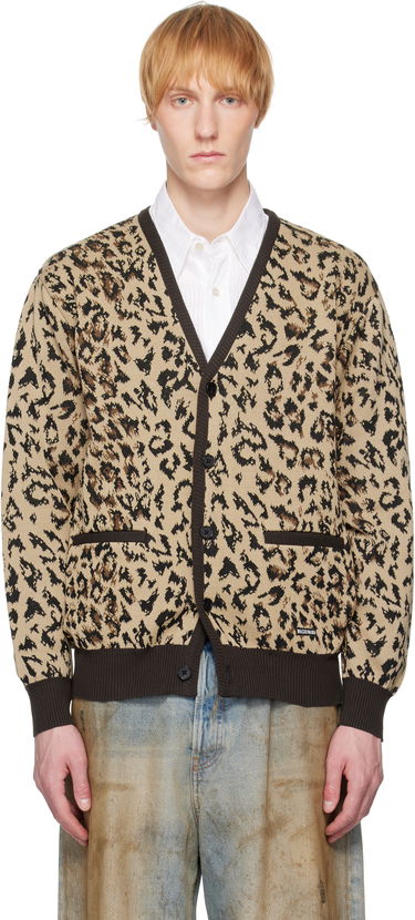 Sveter WACKO MARIA WACKO MARIA Leopard Jacquard Knit Cardigan Béžová | 25SS-WMK-KN14, 0