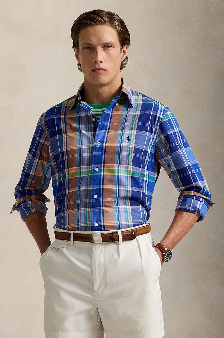 Košeľa Polo by Ralph Lauren Checked Cotton Shirt Modrá | 710960639, 0